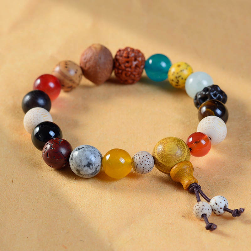 Lingyin Dayi Duobao Bodhi 18-Seed Bracelet Natural Agate Eighteen Prayer Beads Bodhi Seed Buddha Beads Bracelet Crafts