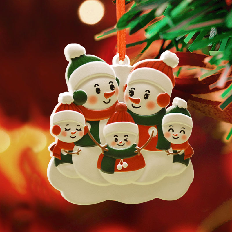 Christmas Pendant New Christmas Snowman Family Decorations Cartoon Pendant Christmas Tree Resin UV Printing Ornaments