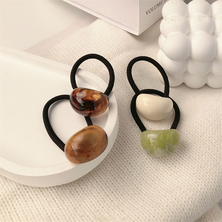 South Korea Dongdaemun Simple Graceful Geometric Ellipse Hair Band Ins All-Match Semicircle Hair Band Hair Rope Black Rubber Band