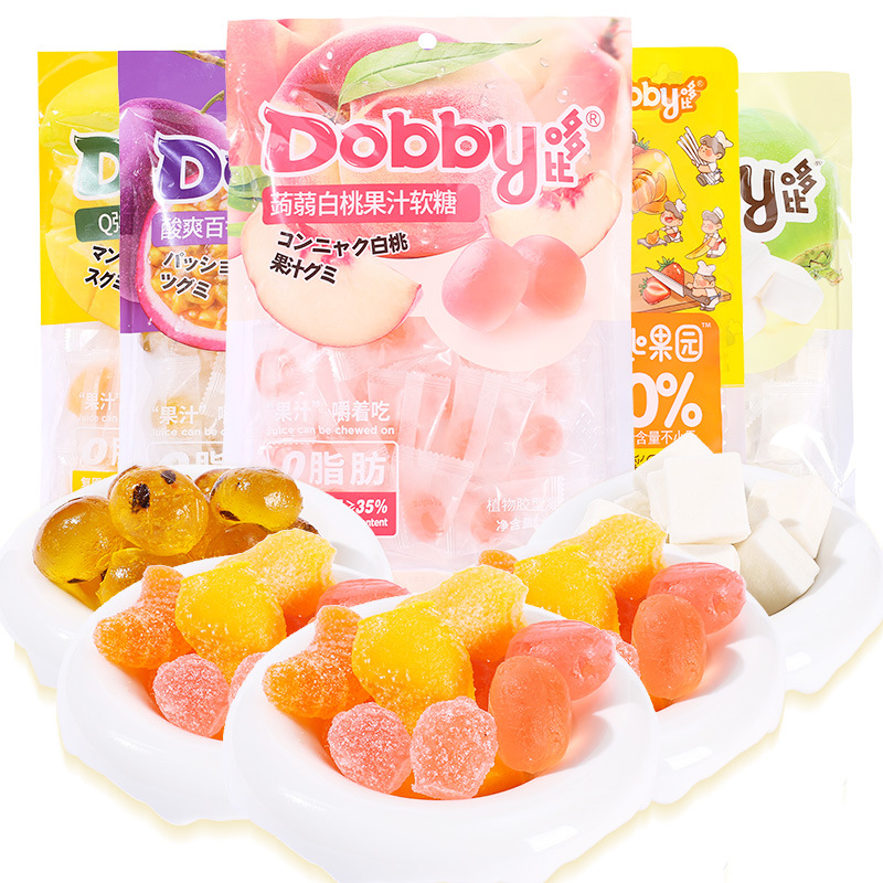 dobby 哆比旅行青蛙水果软糖陈皮芒果白桃果汁糖果休闲零食百香果