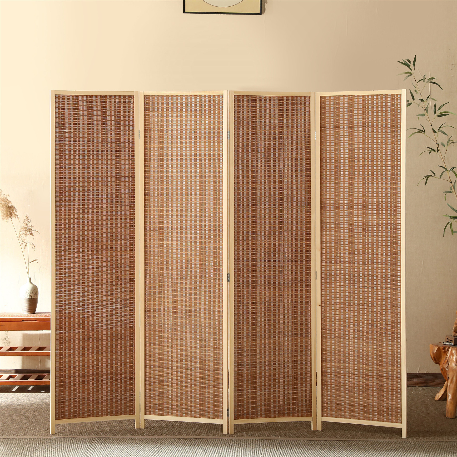屏风 客厅卧室玄关办公室竹子屏风隔断 家居移动简约屏风