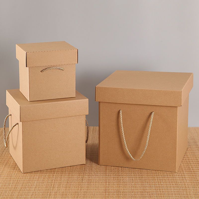 牛皮纸盒礼盒大号正方形天地盖零食空盒礼品包装盒纸年会盒子