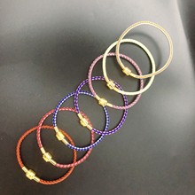 【2mm】防水钢丝绳简约细款可穿3D 转运珠本命年红黑皮绳情侣手链
