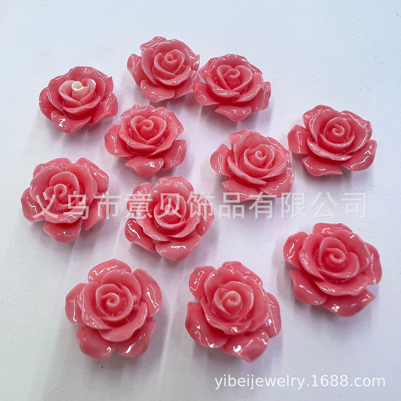 Synthetic Pink Pressed Scattered Beads Flowers Animal Fruit Ocean Implication Shell Embossed DIY Ornament Bracelet Necklace Accessories