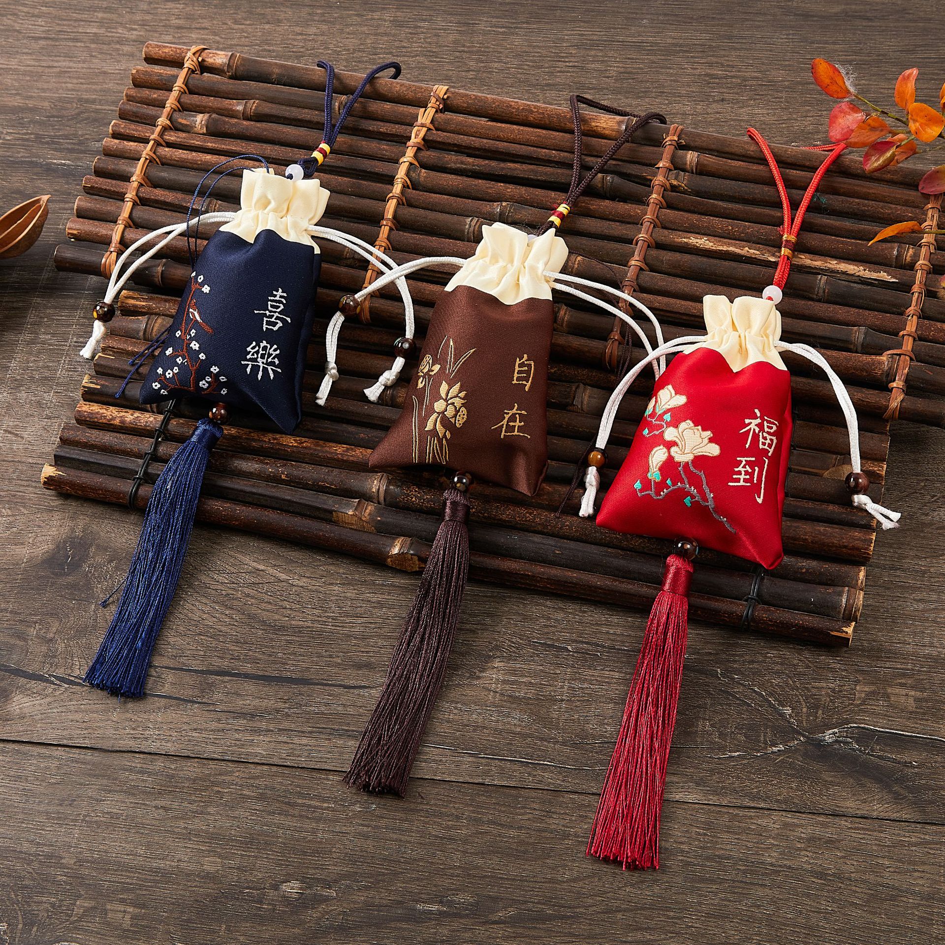 厂家批发香包新车挂香囊随身空袋禅意中国风小荷包束口袋香袋荷包