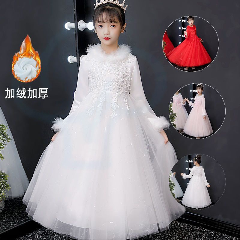 儿童礼服公主裙冬天洋气新款女连裙婚纱花蓬蓬演出服秋冬外贸批发