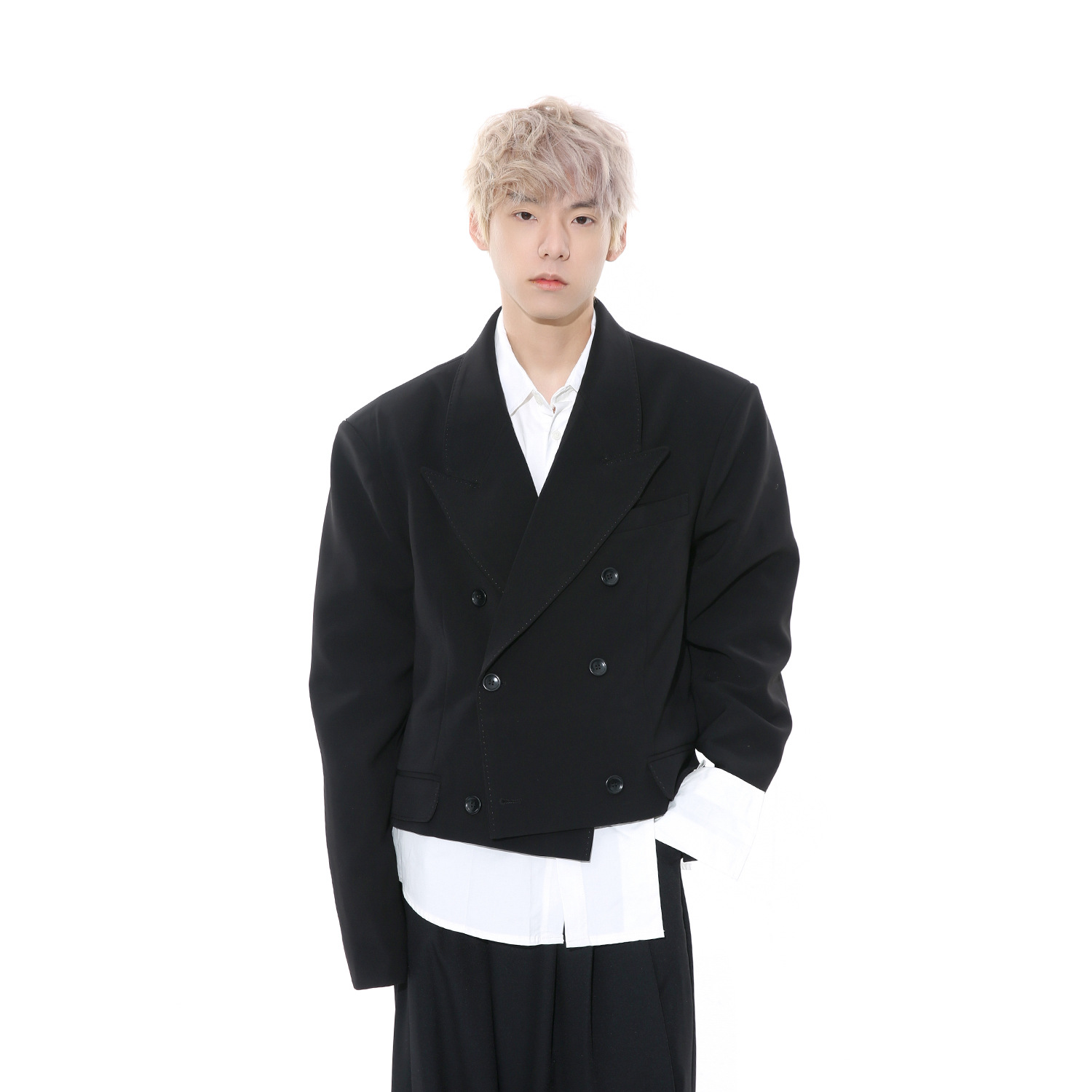 mtlclothes男装|2024春款新品 小众解构廓形垫肩高级感双排扣外套