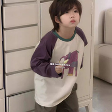 聚本品牌韩国童装洋气男孩打底衫2024春季新款儿童长袖T恤女童上
