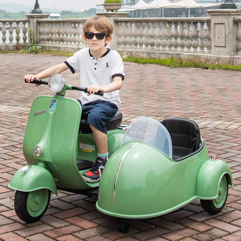 vespa儿童电动摩托车三轮车童车宝宝四轮可坐大人男