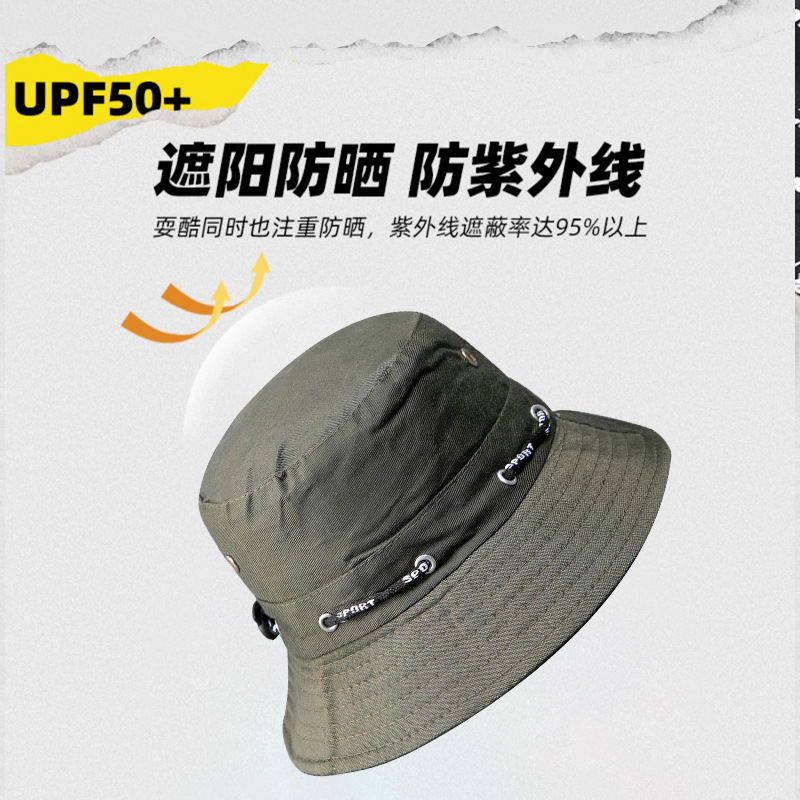 Spot Outdoor Japanese Style Fisherman Hat Sun Hat Big Brim Summer Sun Hat Solid Color Fisherman Hat Sun-Proof Basin Hat