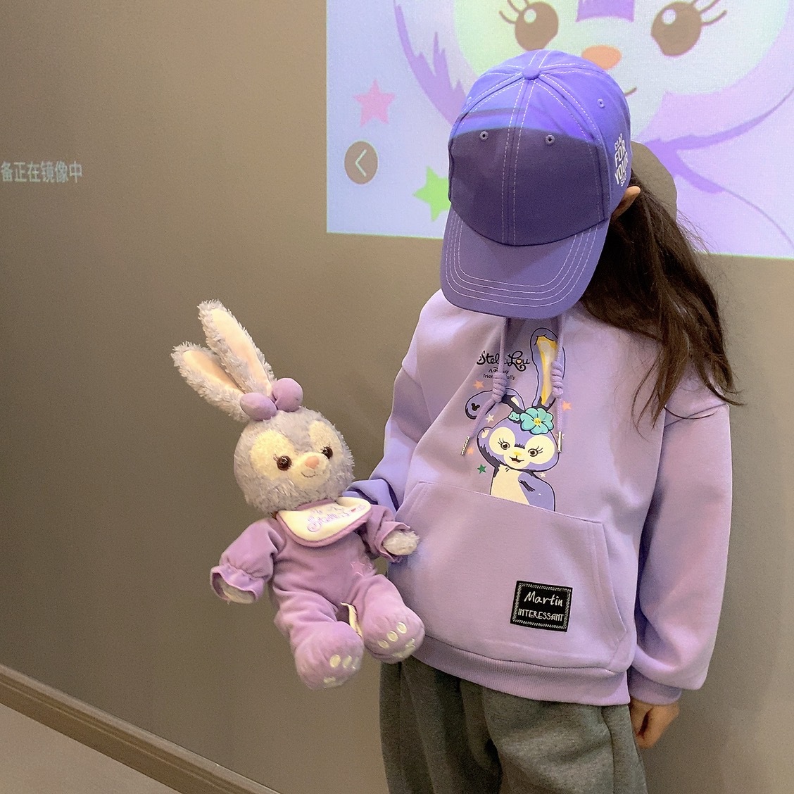 儿童春秋卫衣牛奶丝双层复合星黛露卡通连帽抽绳女童公主休闲上衣