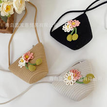 新款棉绳编织包包可爱花朵单肩包ins小众包包女海边沙滩斜挎包包