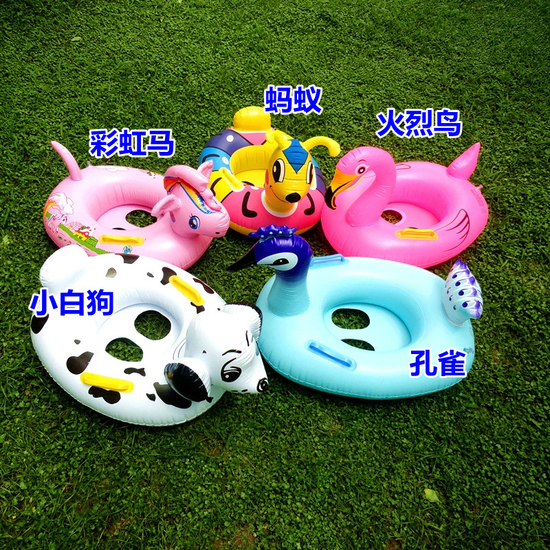 Spot Animal Pedestal Ring Cartoon Boat with Handle Kids Swimming Seat Ring Animal Swimming Boat Water Seat Ring Pedestal Ring