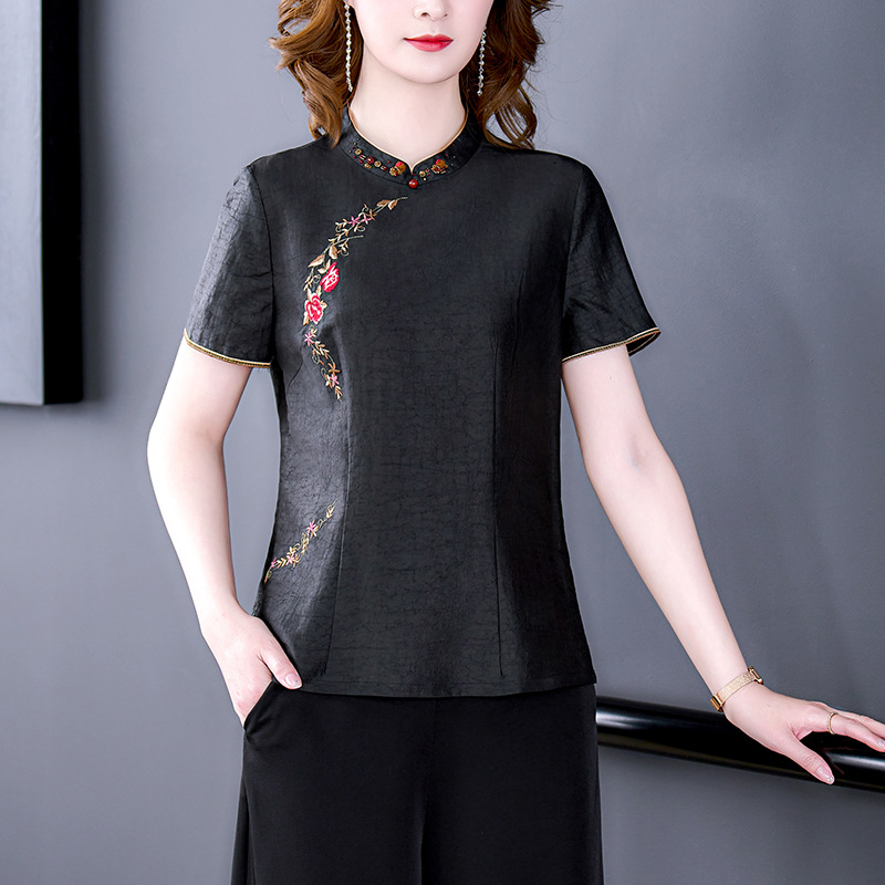 Turtle Crack Silk Top for Women 2023 Spring and Summer New Retro Fashion Elegance Mulberry Silk Small Shirt