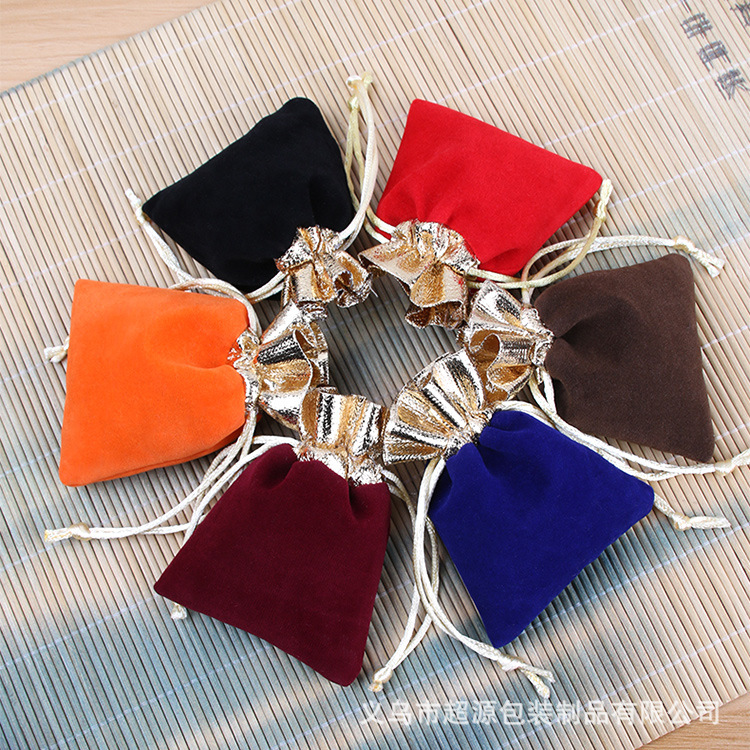 Red High-Grade Flannel Bag Phnom Penh Jinkou Jewelry Bag Drawstring Drawstring Pocket Gift Jewelry Bag Wholesale Direct Sales