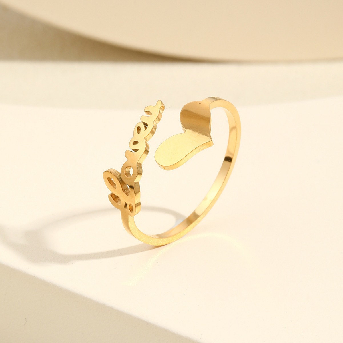 love爱心戒指女韩版学生简约可调节钛钢金指环百搭戒指配饰-阿里巴巴