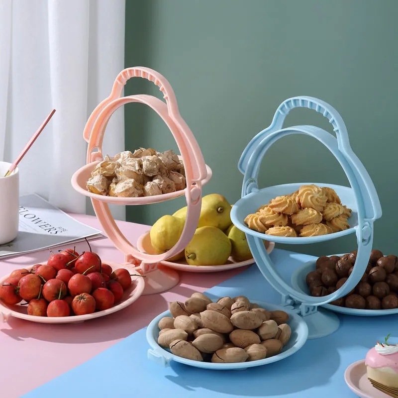 Plastic Folding Fruit Plate Storage Fruit Plate Home Living Room Modern Creative Melon Seeds Dried Fruit Tea Table Snack Candy Box