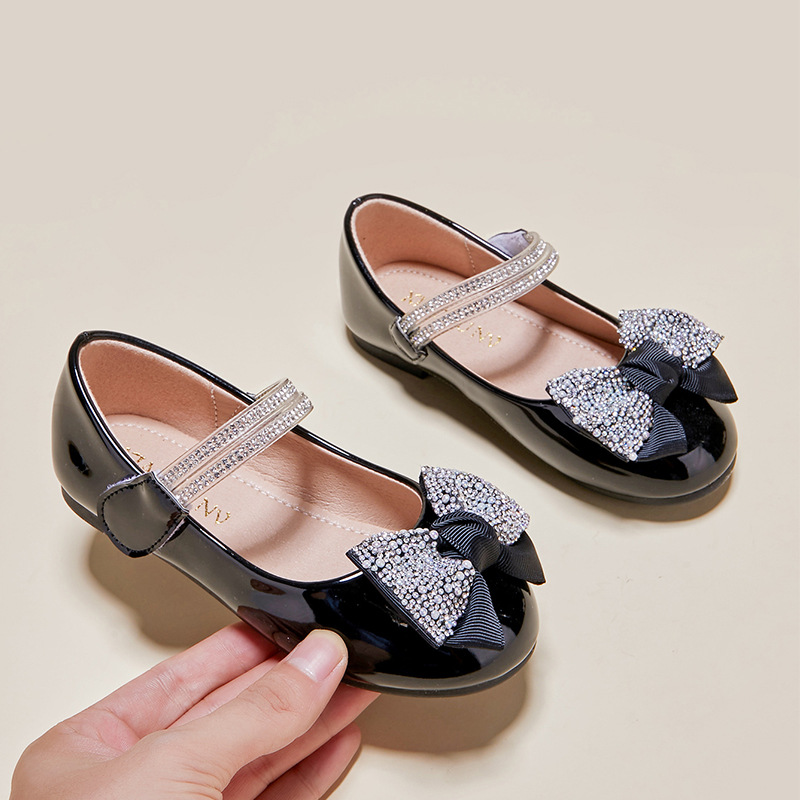 女童公主鞋2022春季新款儿童软底单鞋子小女孩蝴蝶结英伦风小皮鞋