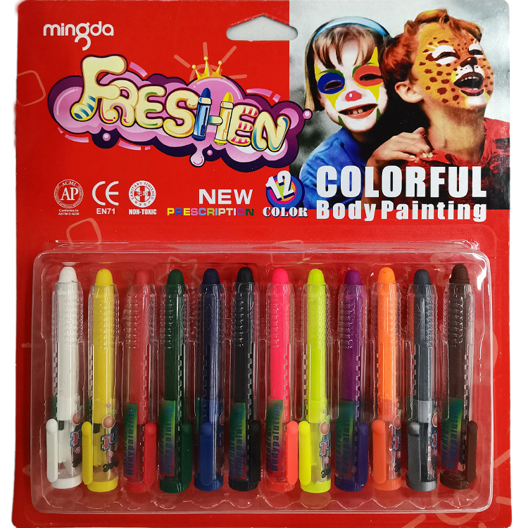 12-Color 6-Color Suction Card Face Paint Washable Body Painting Crayon Children's Halloween Face Paint Suit Manufacturer