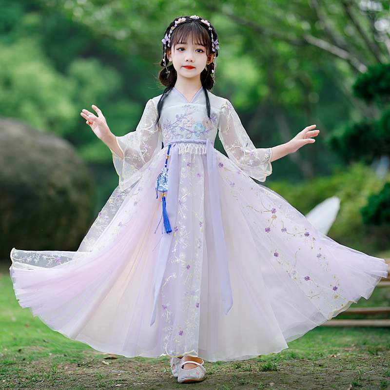 女童超仙襦裙儿童中国风汉服小女孩古装大童仙女轻纱飘逸春夏新款