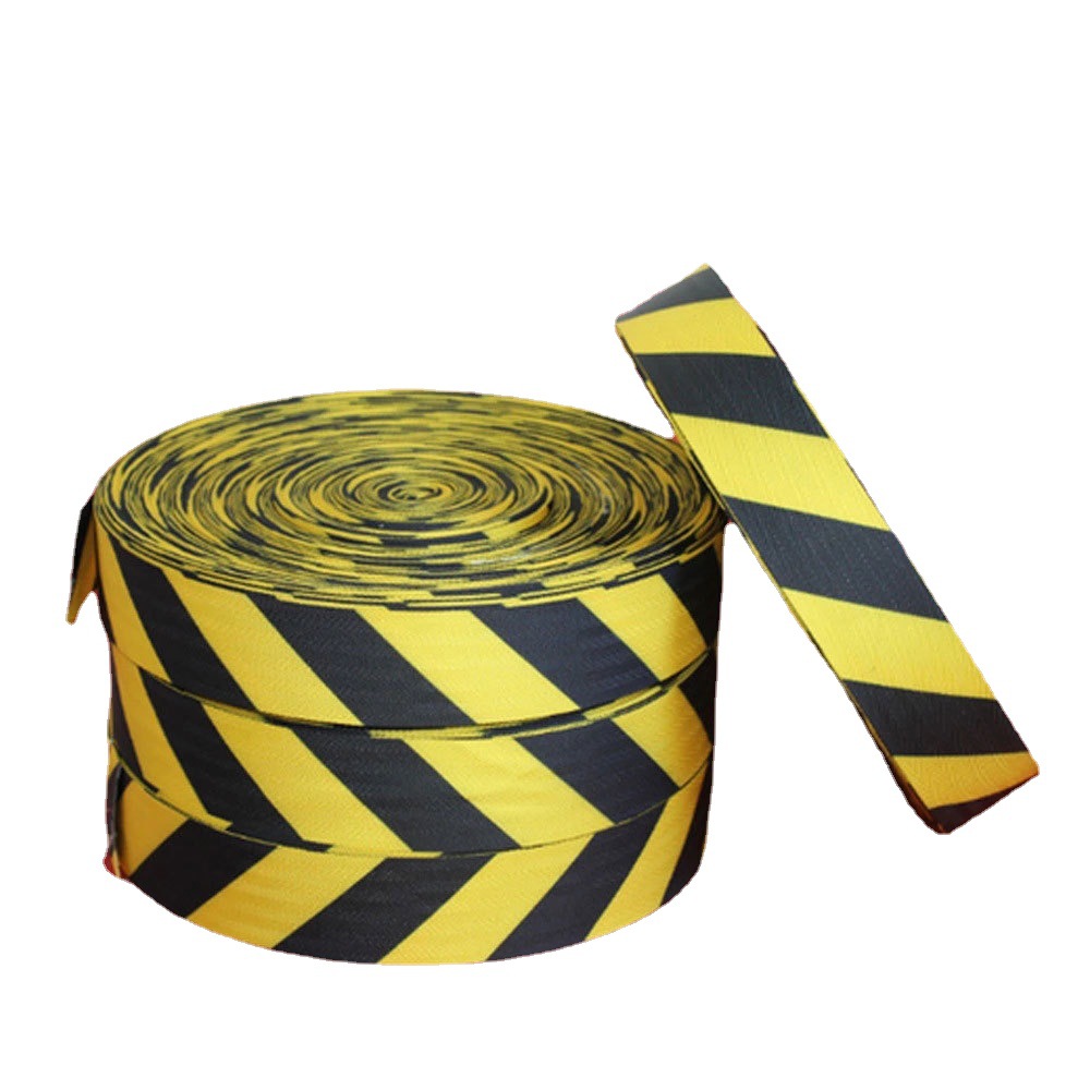 尼龙带编织警示带黑黄注意安全警示带 隔离带一次性护栏带 警戒线-阿