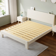 家用1.2单人床架全实木床双人床橡木奶油风白色1.5米经济型出租房
