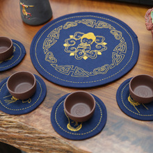 刺绣茶席diy材料包初学者客厅创意自绣手作布艺绣品杯垫茶垫