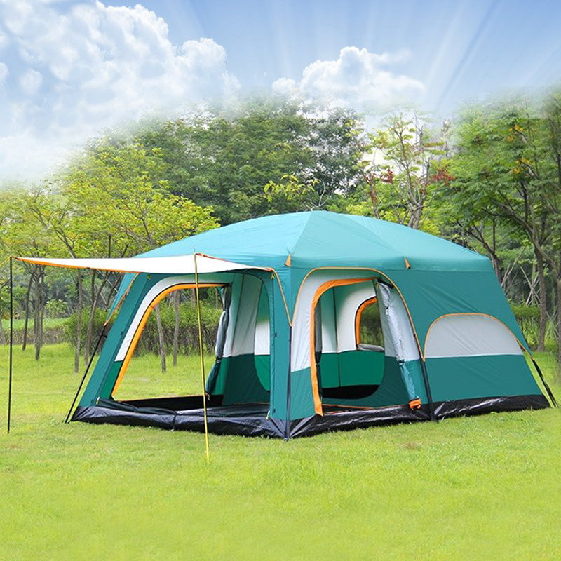 Two-Room and One-Hall Outdoor Camping Large Tent 100.00G-Room Camping Thickened 5 Anti-Heavy Rain 6-8-10-12 People
