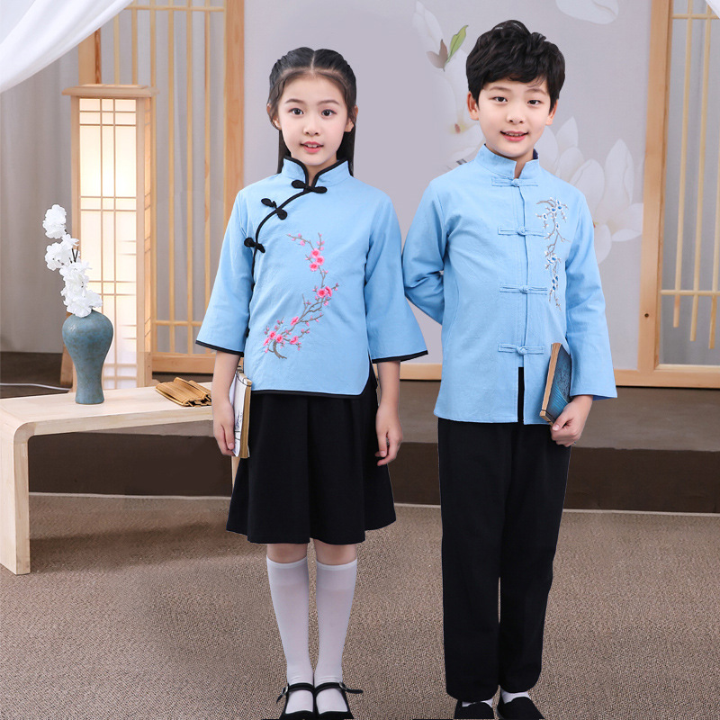 儿童民国风服装五四青年装运动会服装中学生合唱演出服朗诵表演服