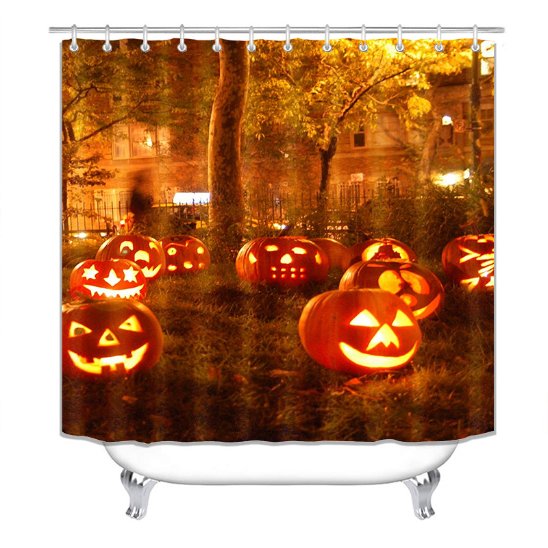 Halloween Series Shower Curtain Set HD Digital Printing Waterproof Punch-Free Partition Curtain Hotel Rain Curtain