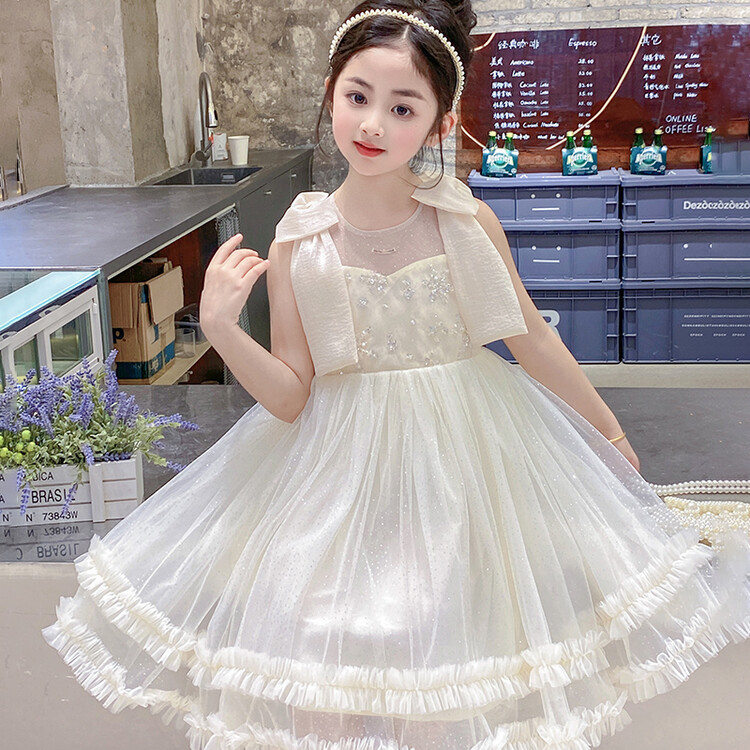 童装女大童夏季女童公主裙夏款仙女蓬蓬裙表演服礼服高级跨境代发