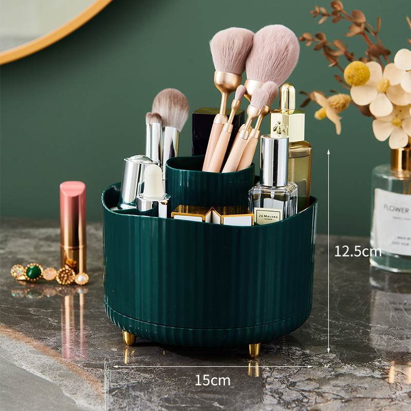 Desktop Rotating Cosmetics Storage Box Makeup Brush Storage Rack Household Dressing Table Eye Shadow Brush Lipstick Case Pen Holder