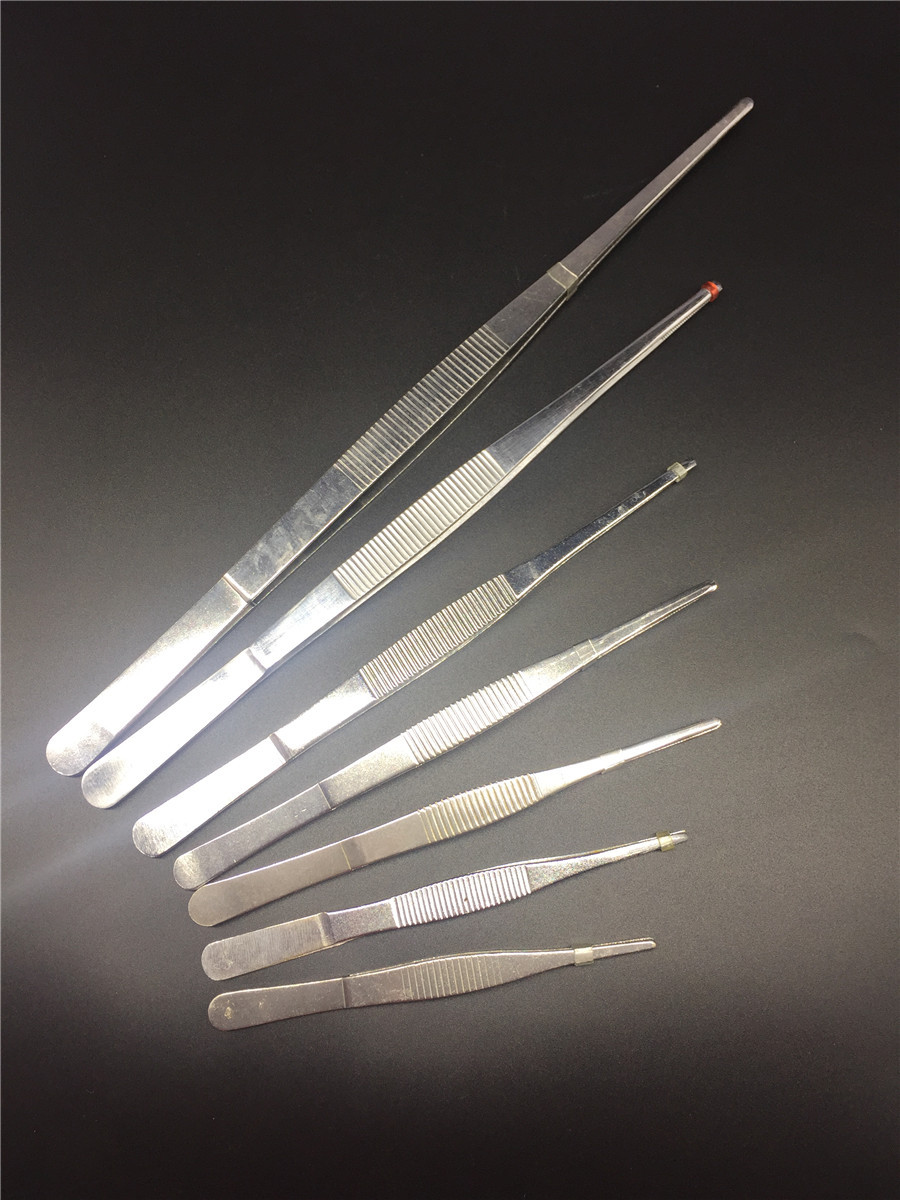 敷料镊子加长圆头扁头带牙夹子 12.5-30cm实验室 教学造景-阿里巴巴