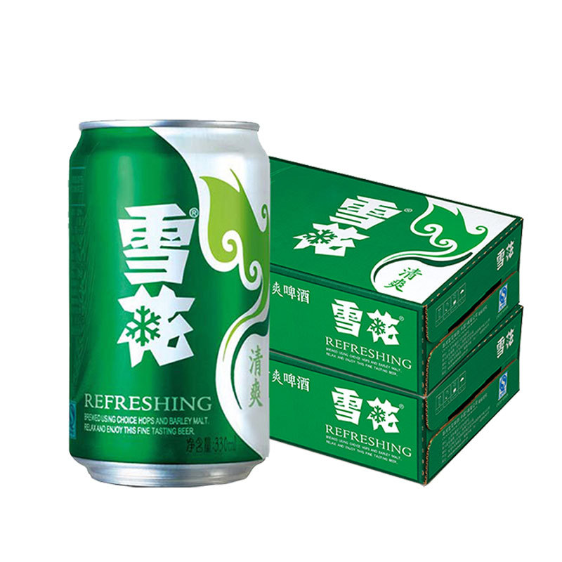 雪花啤酒清爽 330ml*24听雪花啤酒易拉罐