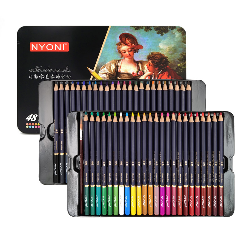 nyoni尼奥尼彩铅100色水溶性彩铅72色彩铅笔手绘涂色跨境专供批发