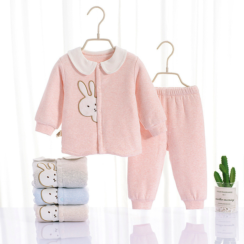 婴儿保暖内衣套装秋冬季分体男女宝宝薄棉加厚秋装新生儿夹棉衣服