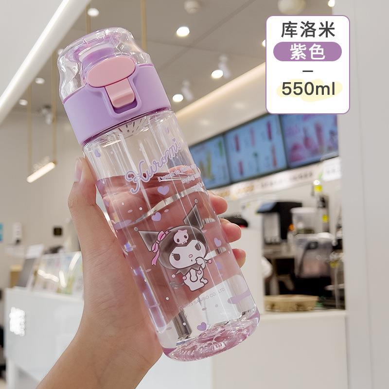 New Sanrio Series round Button Spring Fastener Suction Nozzle Plastic Cup Clow M Portable Water Cup KAKA Cup Kettle