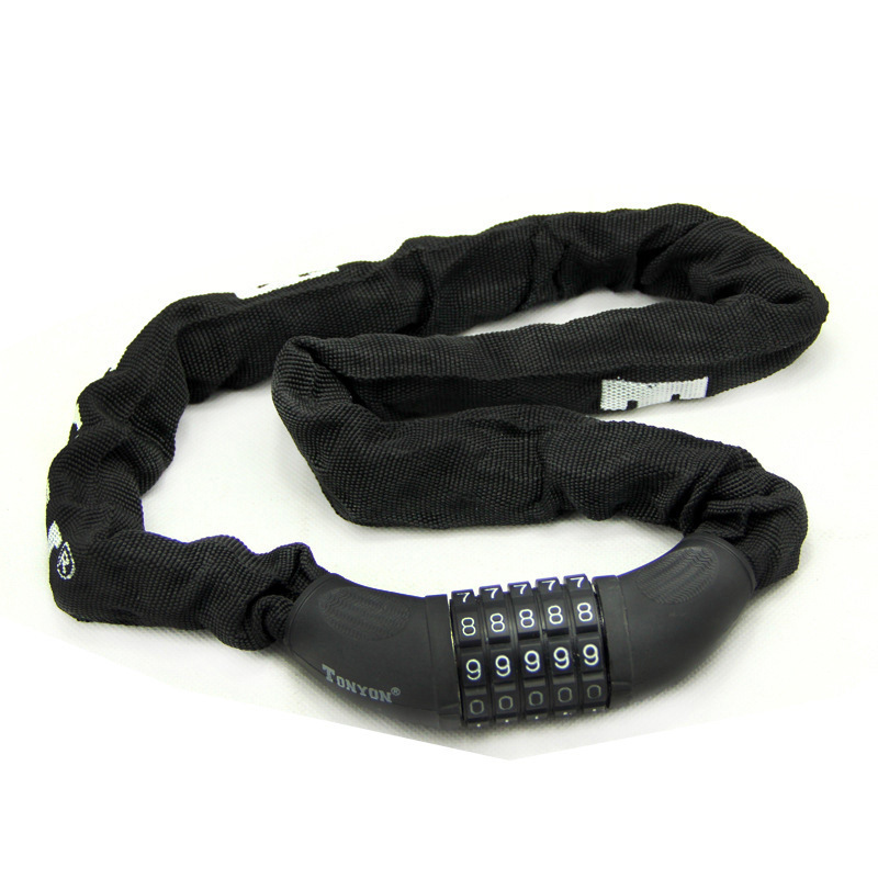 tonyon通用密码链条锁单车防盗锁ty732链锁90cm山地自行车防盗锁