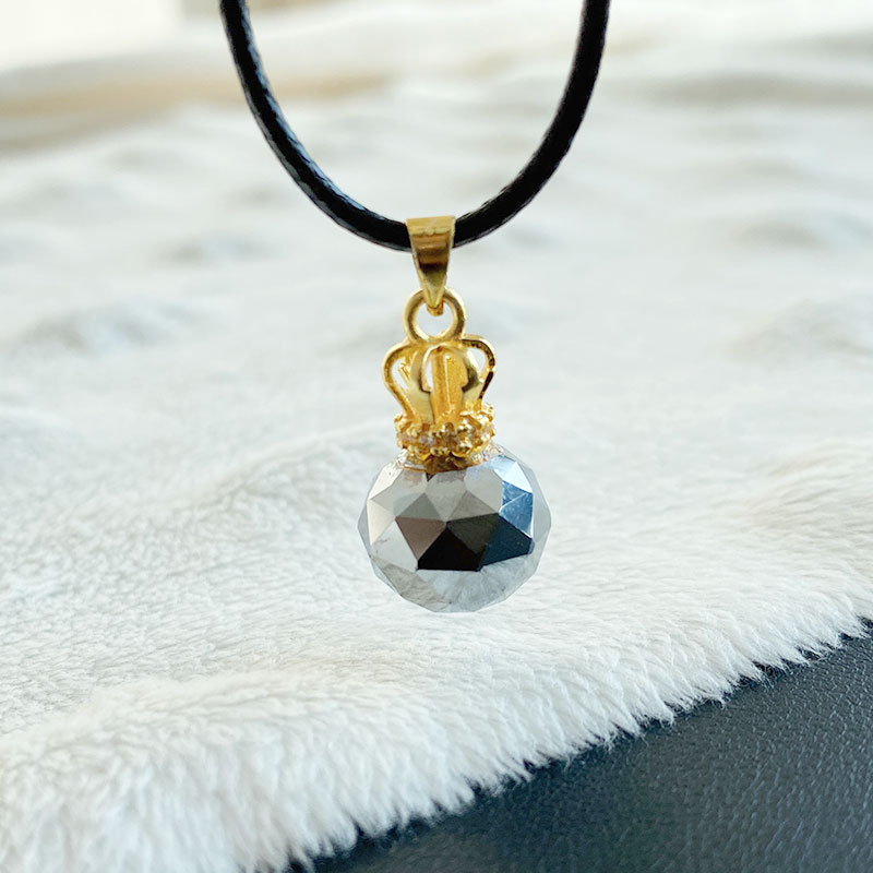 晶尧 太赫兹钻石面皇冠吊坠挂件diy锁骨链情侣闺蜜多晶硅矿石饰品