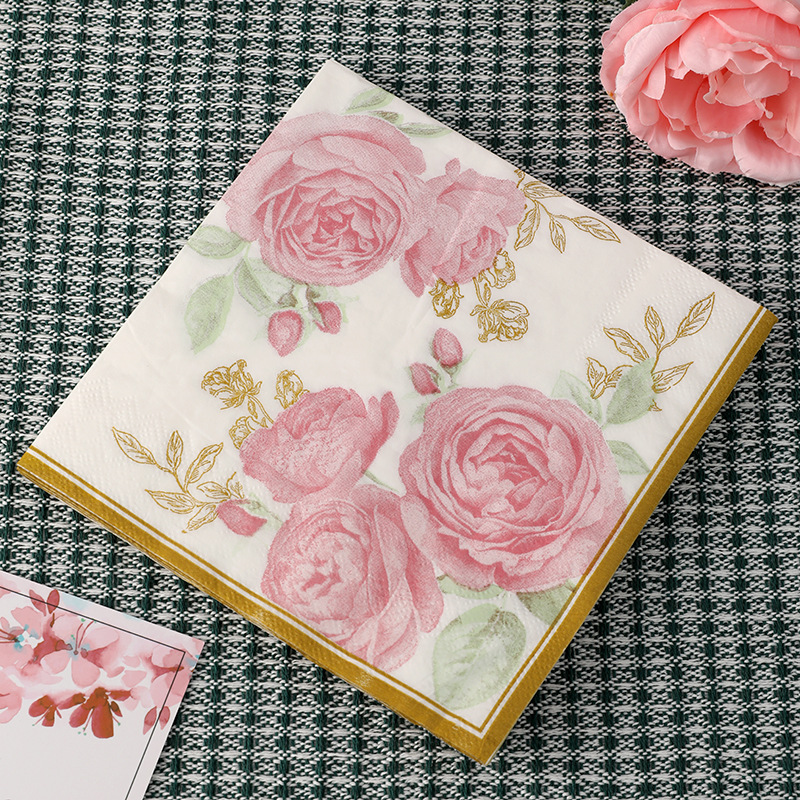 disposable paper towel customized flower printing double layer paper towel square napkin paper towel customized factory wholesale