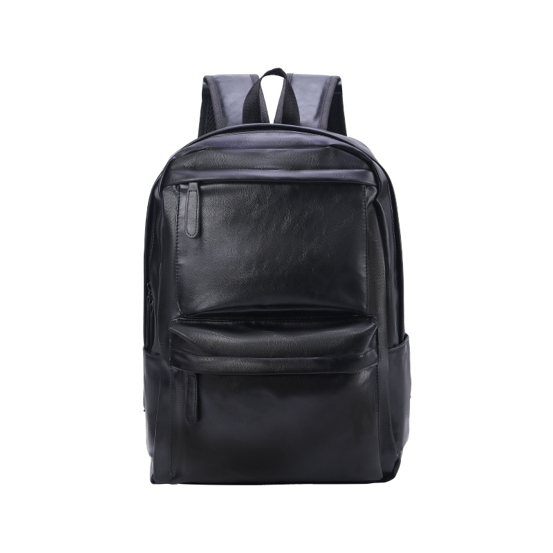 十字勋章新款男士防泼水双肩包 简约休闲时尚黑色背包电脑旅行包