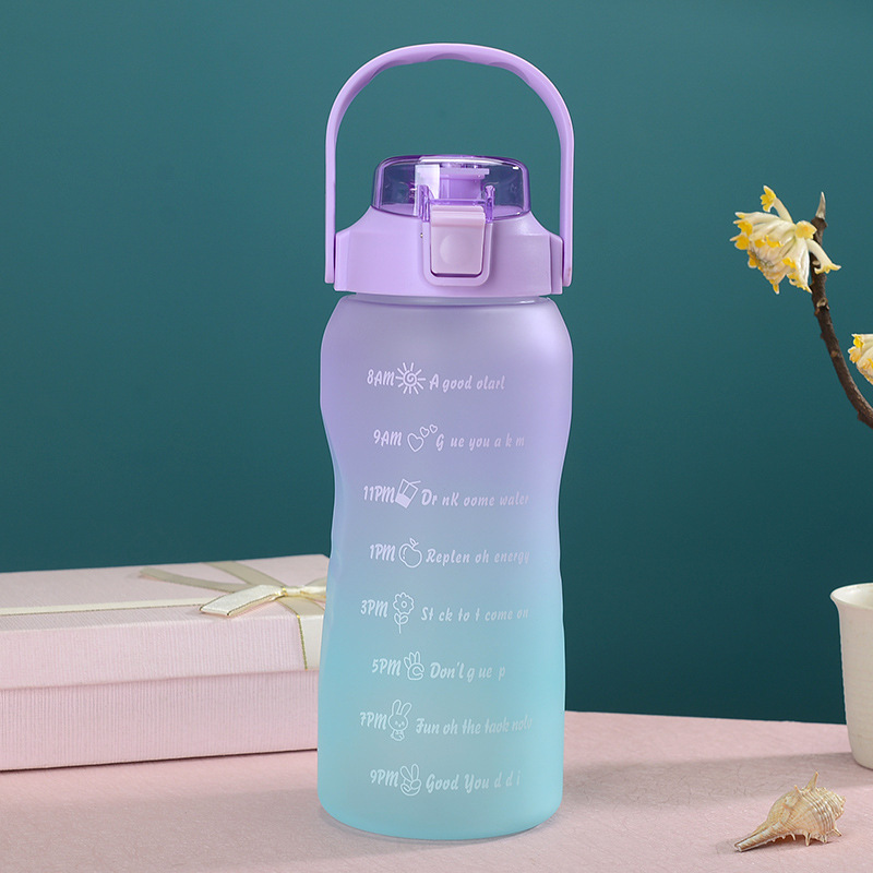 Large Capacity Outdoor Gradient Plastic Cup Summer PC Sports Bottle Frosted Sports Plastic Water Bottle Straw Cup Water Bottle