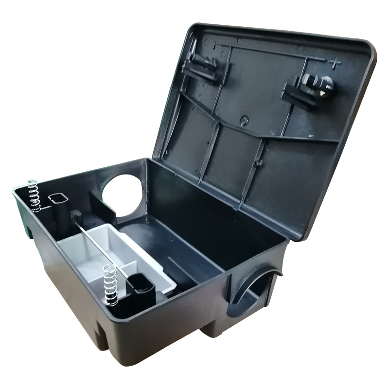 家用捕捉老鼠捕鼠盒 灭鼠神器诱饵鼠盒毒饵站带锁扣安全塑料老鼠