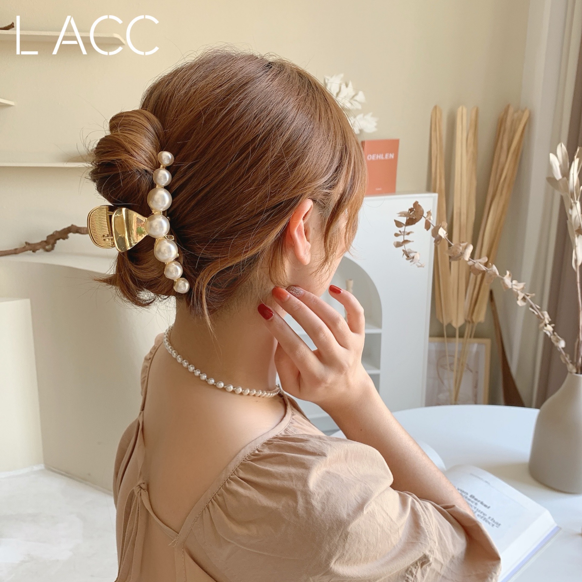 金属珍珠发夹后脑勺女大号发抓夹鲨鱼夹韩国优雅气质夹子头饰发卡