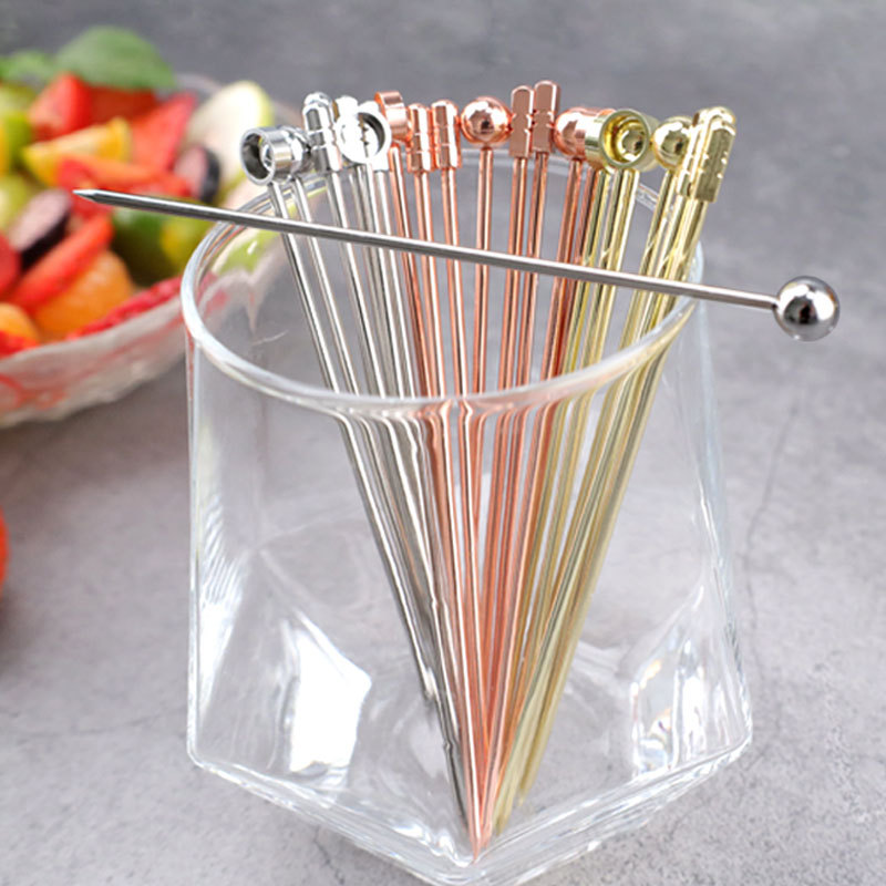 阳江工厂供应不锈钢水果叉酒针鸡尾酒调酒师使用 不锈钢水果签
