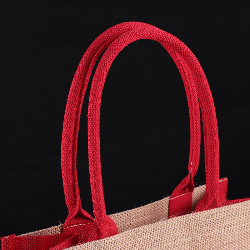 Customized Hand-Held Linen Gunnysack Film Covering Shopping Bags Buggy Bag Dyed Linen Hand-Held Gift Bag Printable Logo