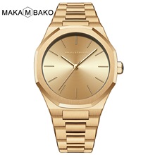 日本美优达2035机芯金色手表 不锈钢表链蝴蝶表扣简约女士手表