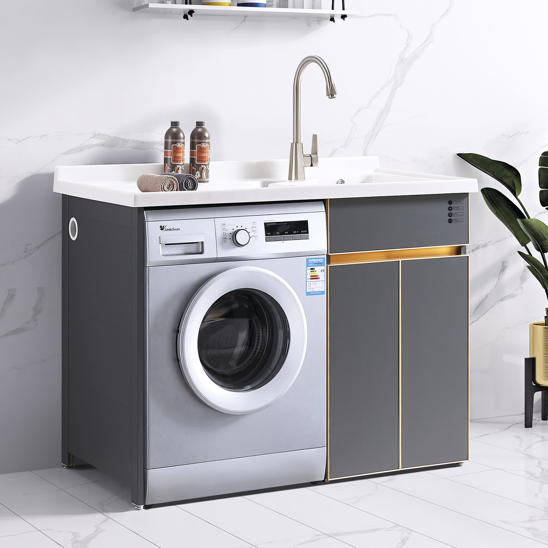 【源头供应】成都太空铝型材阳台洗衣机柜防水防潮非常规尺寸1米2