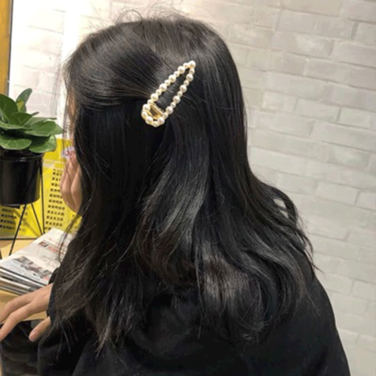 South Korea Dongdaemun Feather Barrettes 6-Piece Set Scissors Pearl Alloy Hairpin Internet Celebrity Word Clip Grip Duckbill Clip