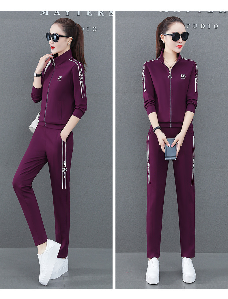 运动套装女春季2021新款时尚潮大码运动服洋气立领卫衣休闲两件套